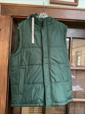 Weatherproof Vintage Men's Forest Green Quilted Hooded Vest
